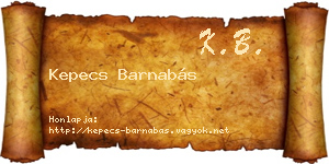 Kepecs Barnabás névjegykártya